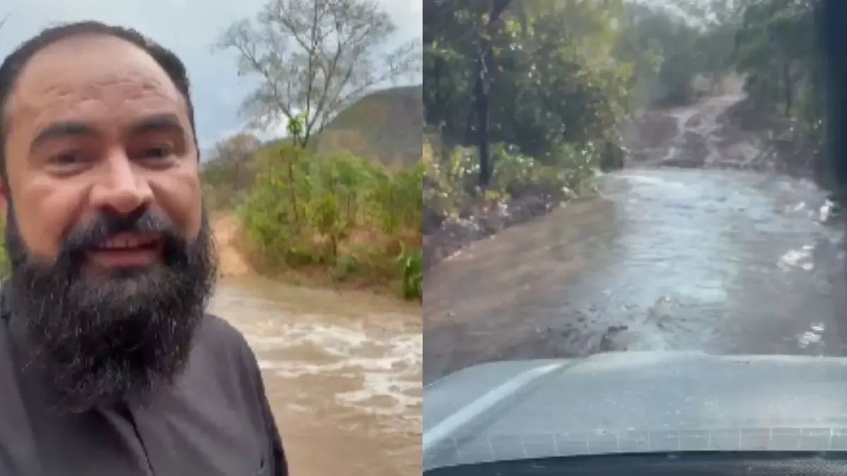 Padre enfrenta tromba d’água após missa em comunidade rural de Niquelândia