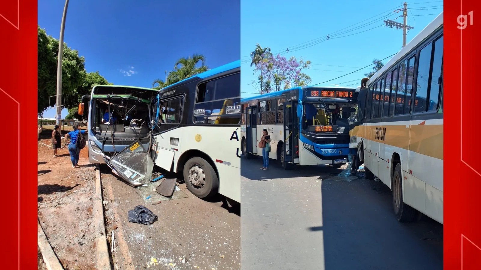 Colisão entre veículo escolar e ônibus deixa quatro feridos no Distrito Federal