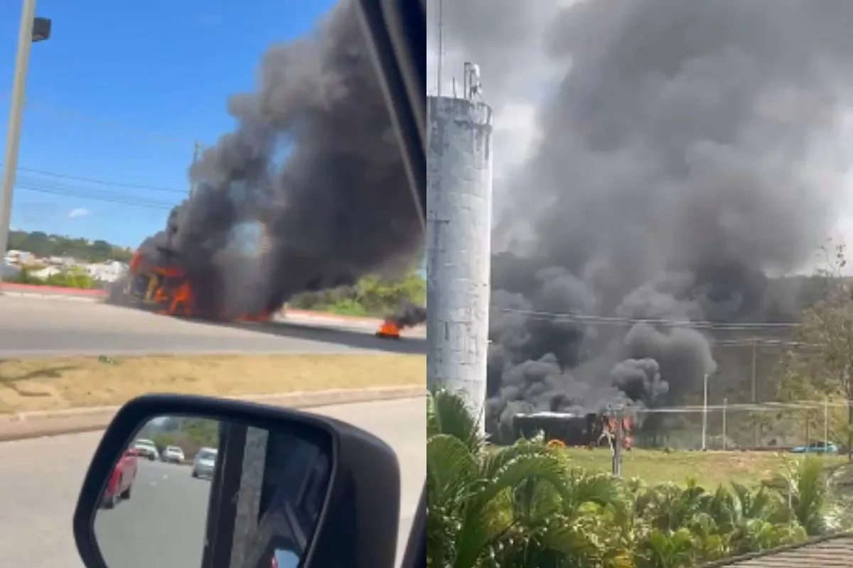 Incêndio atinge carreta após explosão em avenida de Salvador