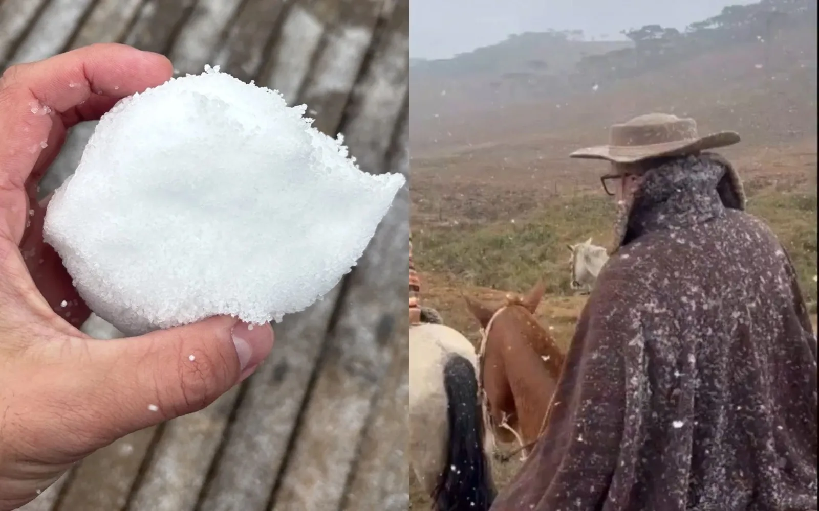 Neve e chuva congelada atingem cidades do Rio Grande do Sul