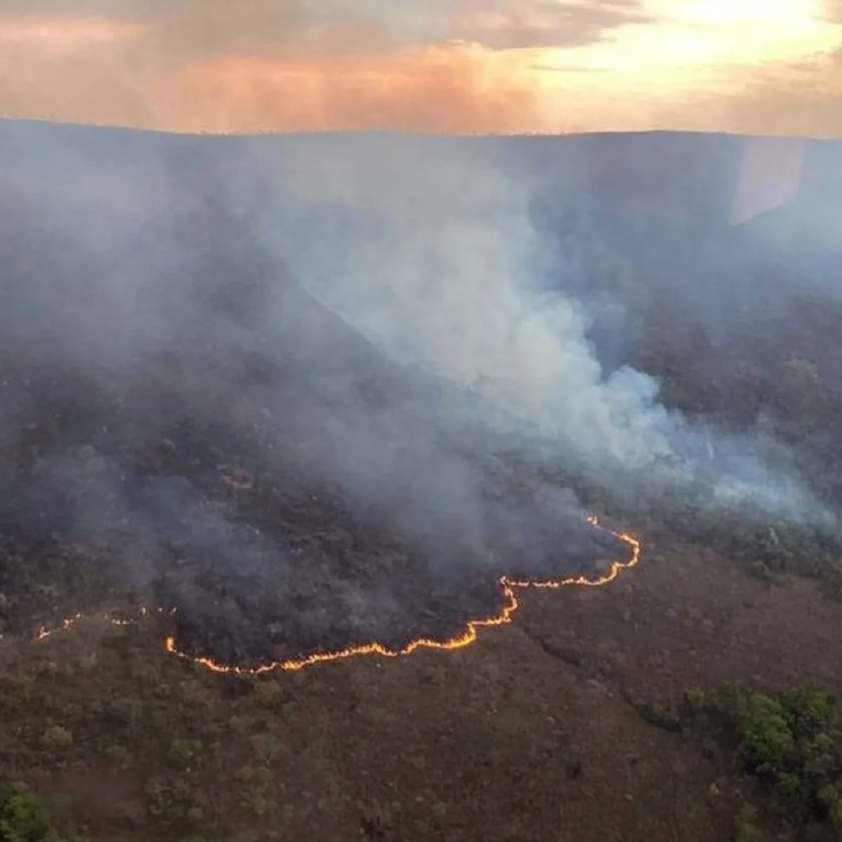 Fogo se espalha por serra na divisa entre Jacobina e Caém