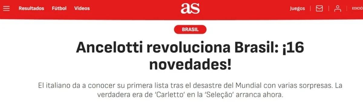 Imprensa espanhola e portuguesa destaca renovação de Ancelotti no Brasil